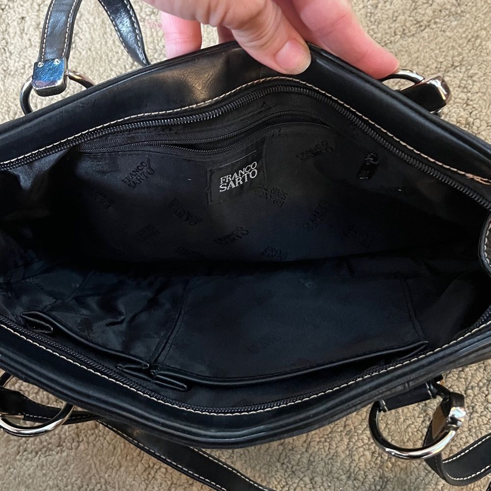 Franco Sarto Black Handbag with Silver Buckle Details - Picture 6 of 10